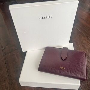 Céline Leather Wallet – Burgundy